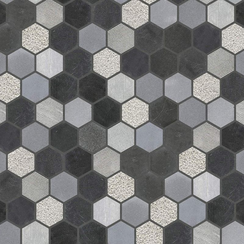 KLIPEN - Mosaico Hexagon Stone Black 26x30cm