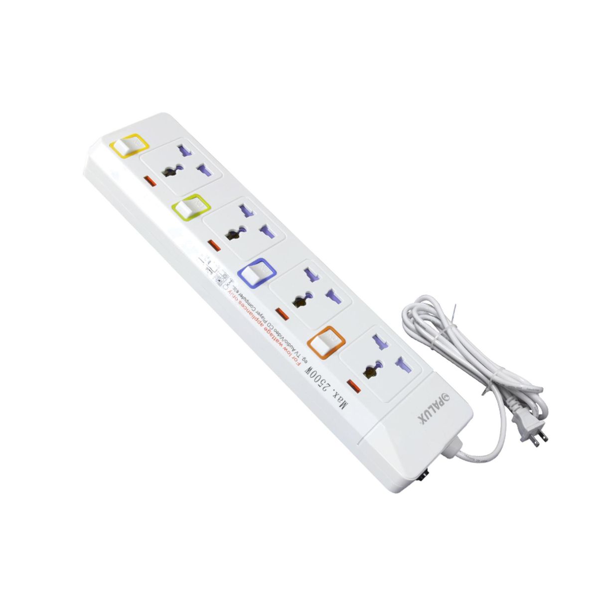 OPALUX - Extensión eléctrica 4 Tomas con Switch 3 Metros Blanco