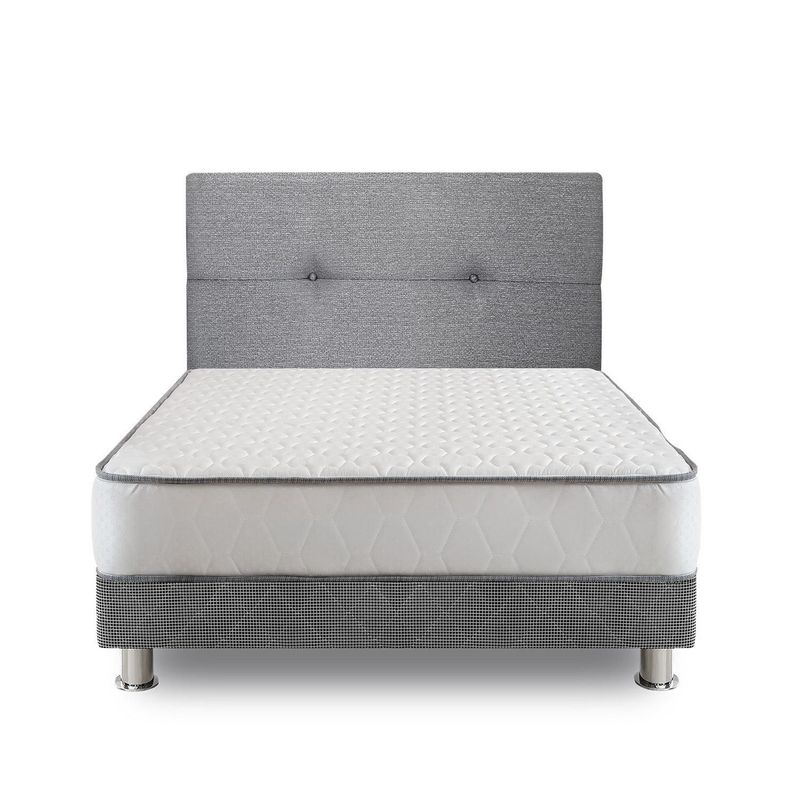 FORLI - Cama Americana Elegant Forli 1.5 Plazas + Colchón + Cabecera Alicia + Almohada + Protector