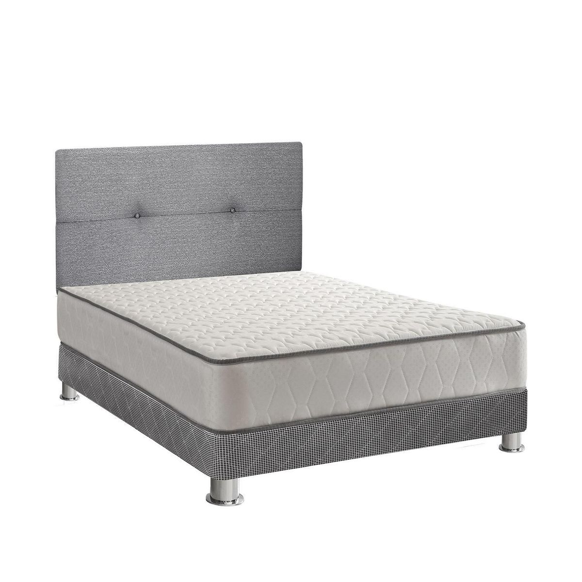 FORLI - Cama Americana Elegant Forli 1.5 Plazas + Colchón + Cabecera Alicia + Almohada + Protector