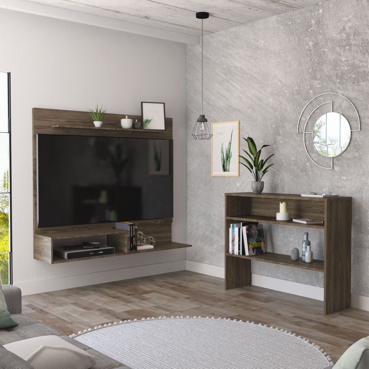 TUHOME - Combo Panel de TV 55'' + Mueble Auxiliar Beijing