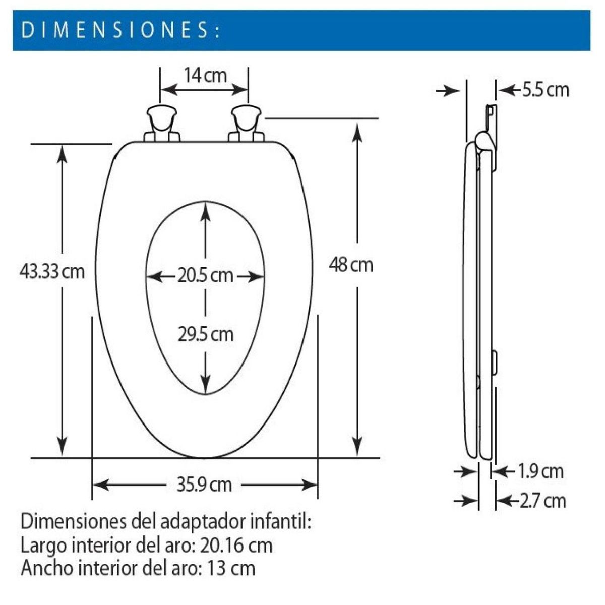 BEMIS - Tapa Elongada con Asiento Plegable para Niños