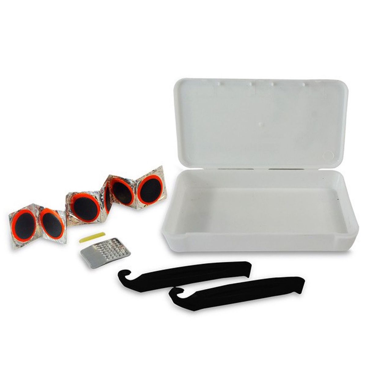 BKS - Kit para Bicicletas Reparación Rápida 8 Parches + 2 Palancas para Llantas + 1 Lija + 1 Pega