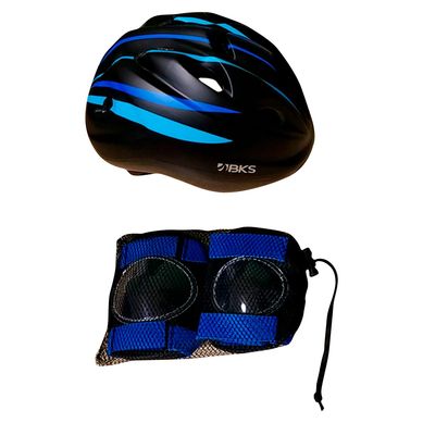 Kit para Bicicletas Proteccin Completa Nios Talla S 1 Casco + 2 Rodilleras + 2 Coderas Color Negro/Azul