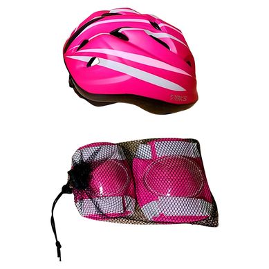 Kit para Bicicletas Proteccin Completa Nias Talla S 1 Casco + 2 Rodilleras + 2 Coderas Color Fuccia/Blanco