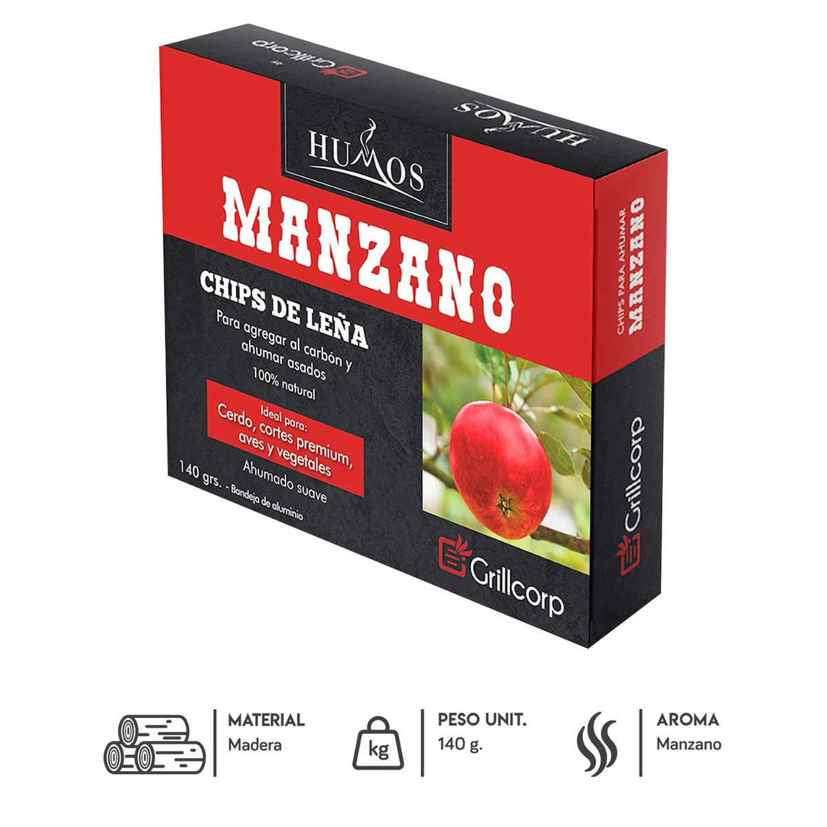 GRILLCORP - Astillas de Leña de Manzano 140 gr