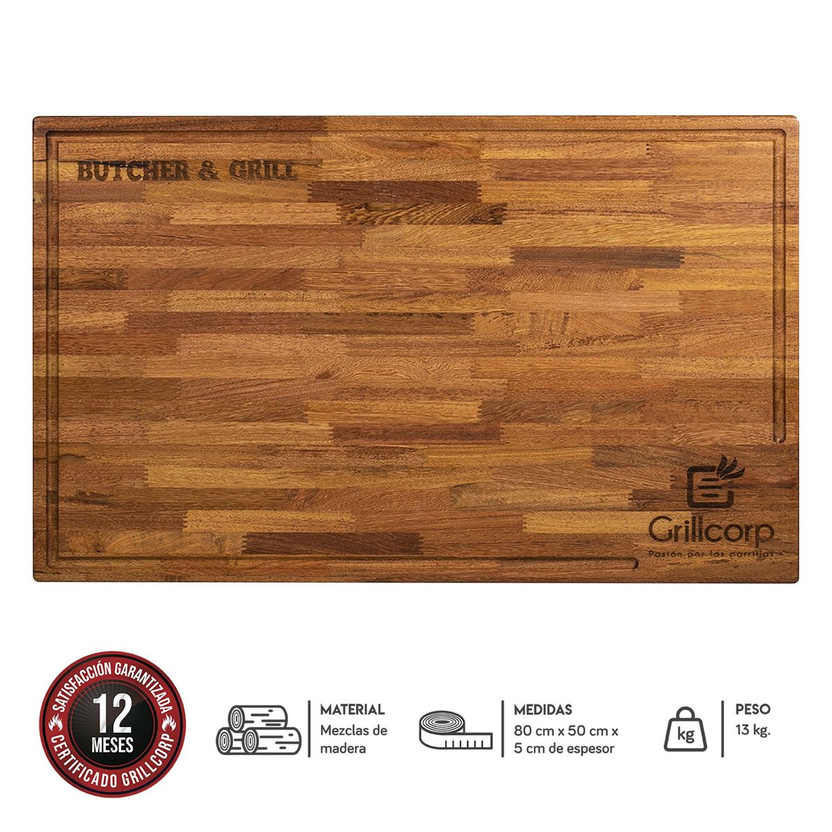 GRILLCORP - Tabla de picar parrillera grande