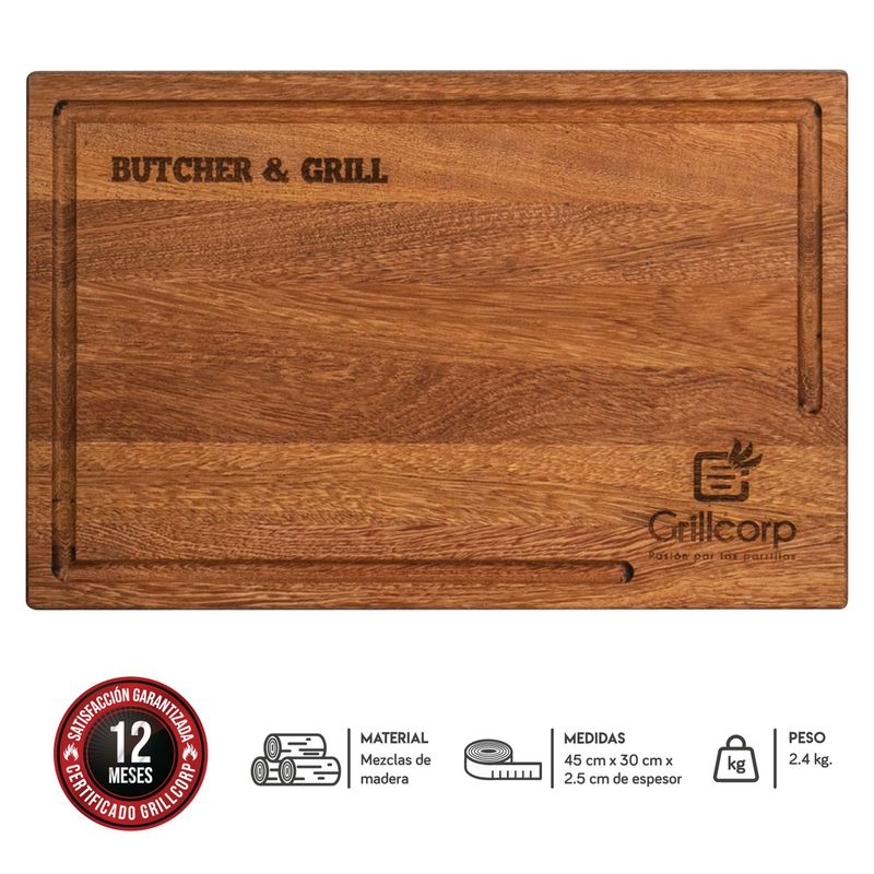 GRILLCORP - Tabla de picar parrillera chica