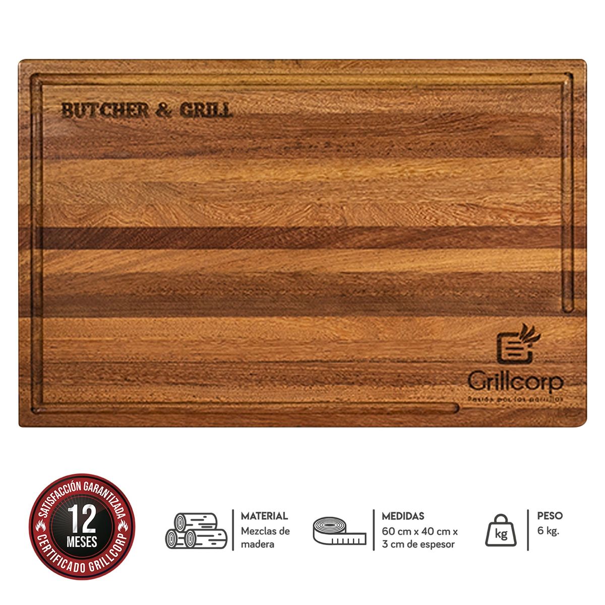 GRILLCORP - Tabla de picar parrillera mediana