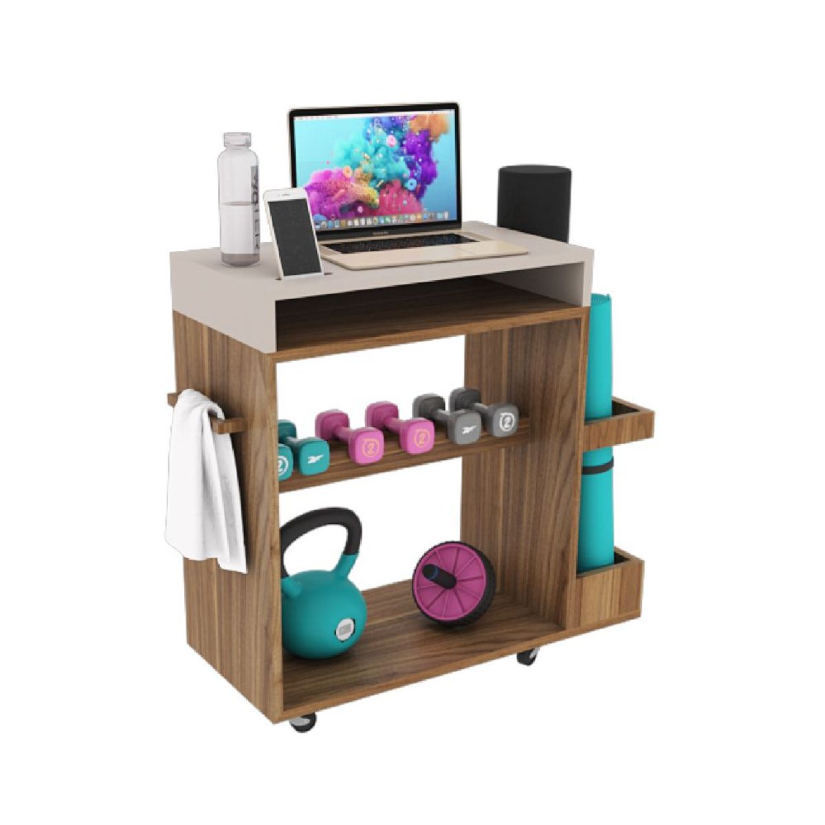 LUCANAS FURNITURE - Organizador de Entrenamiento de Madera Gales Taupe