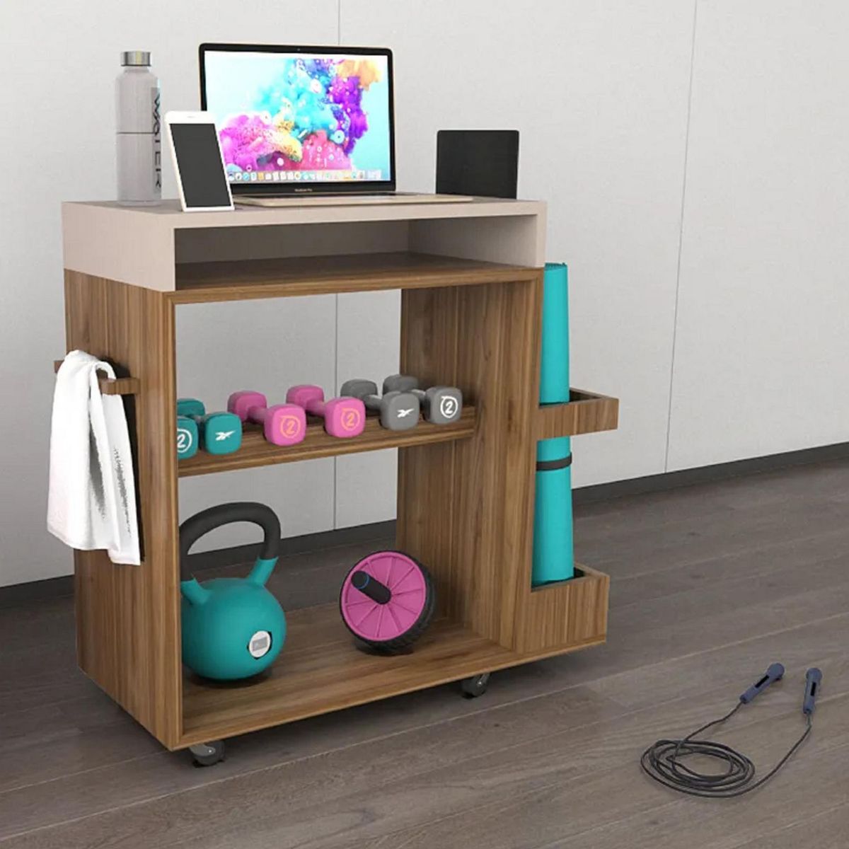 LUCANAS FURNITURE - Organizador de Entrenamiento de Madera Gales Taupe