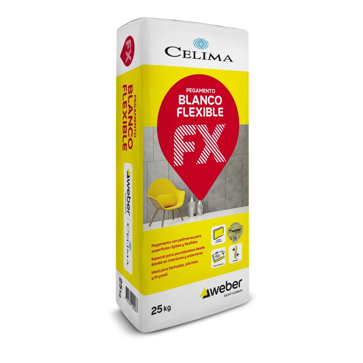 CELIMA - Pegamento para Cerámicas o Porcelanatos Celima Blanco Flexible 25kg