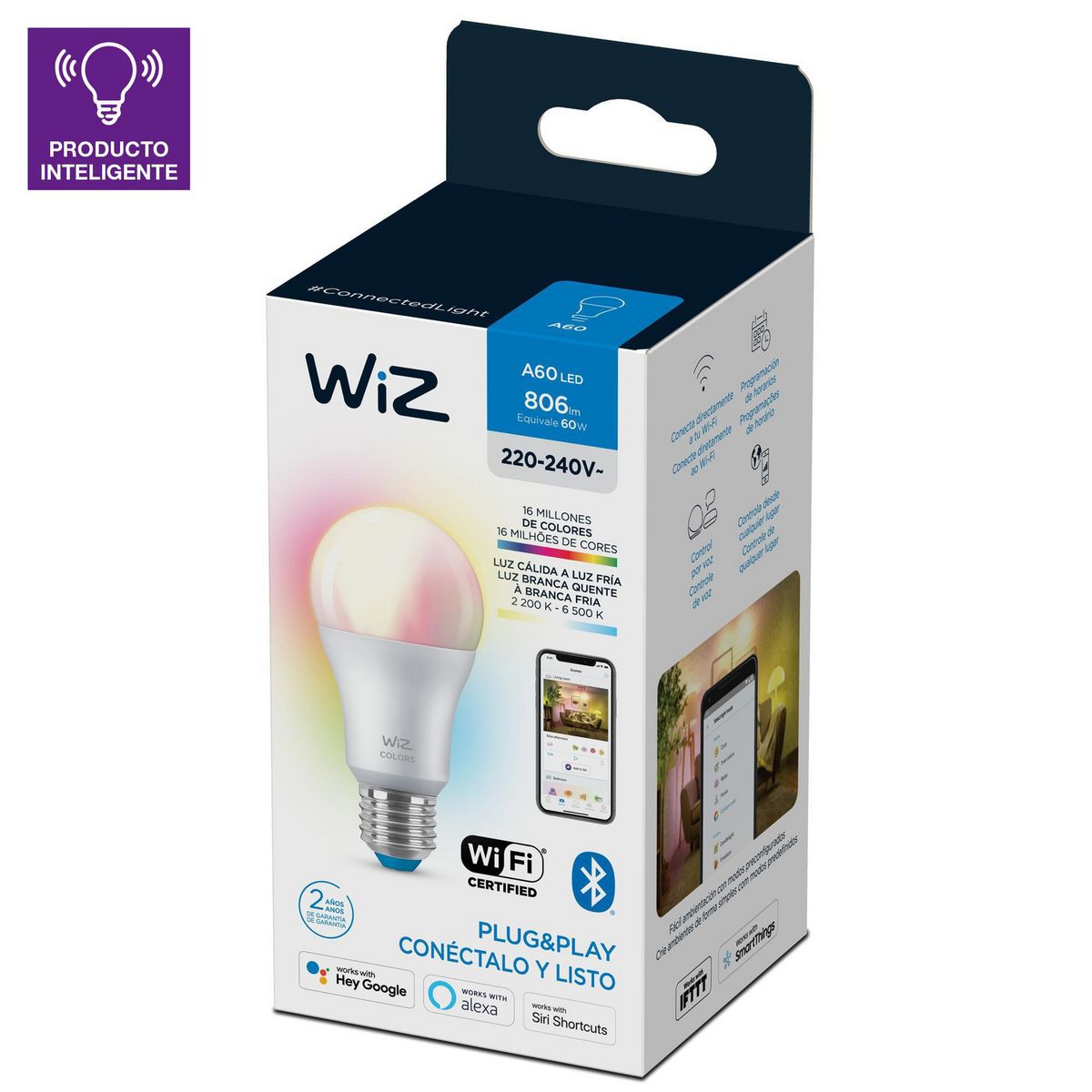 WIZ - Foco Led Wiz Wifi A60 9W Luz Varios Colores Ajustable