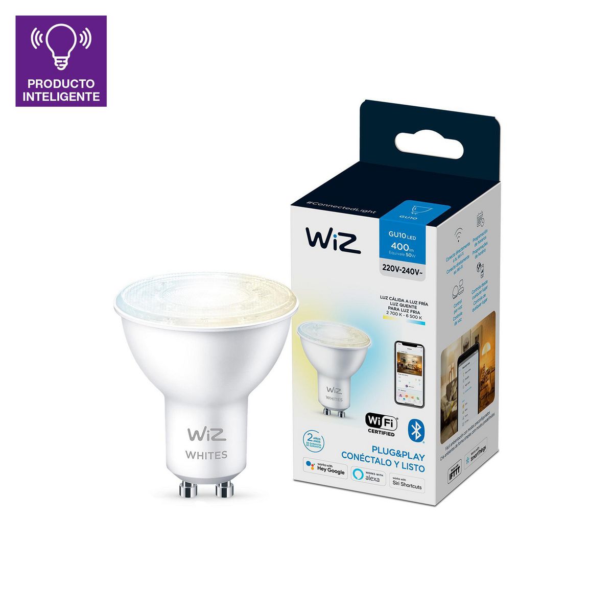 WIZ - Foco Led Wiz Wifi GU10 4.9W Luz Fria/Luz Calida Ajustable