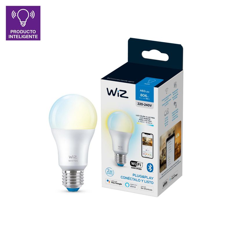 WIZ - Foco Led Wiz Wifi A60 9W Luz Fria/Luz Cálida Ajustable