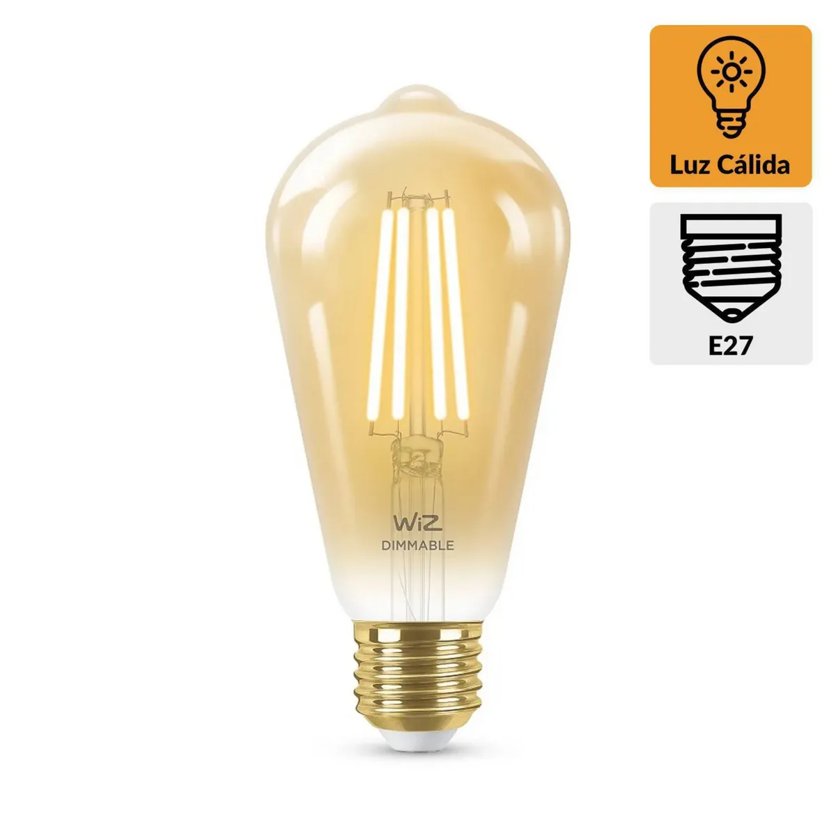 WIZ - Foco Led Filament Wiz Wifi ST64 E27 6.9W Luz Cálida Ajustable
