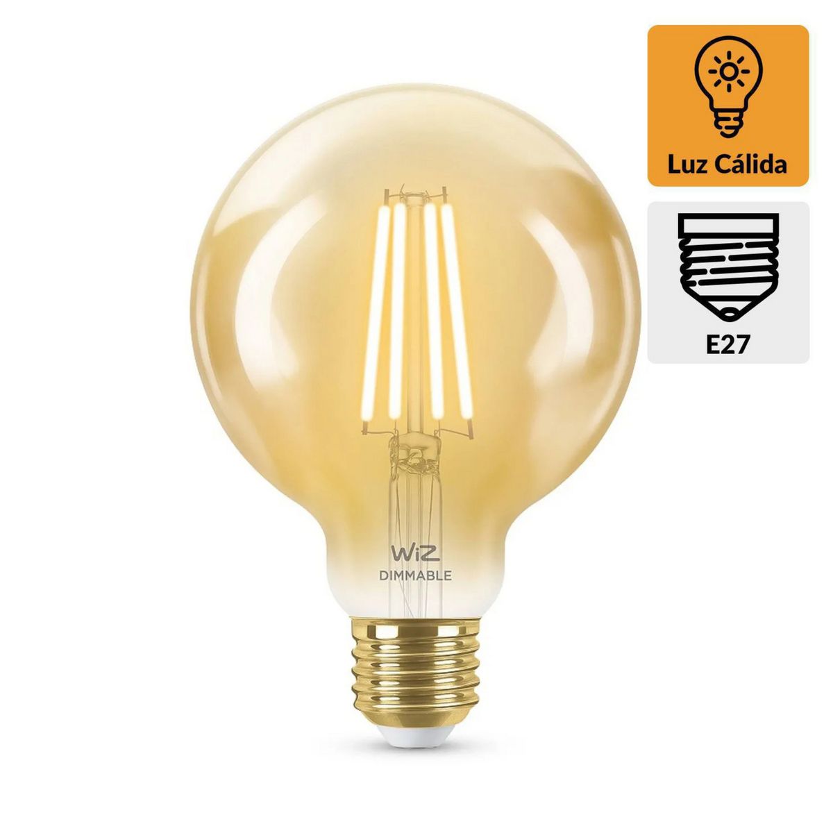 WIZ - Foco Led Filament Wiz Wifi G95 E27 6.9W Luz Cálida Ajustable