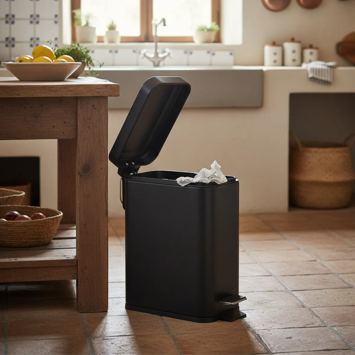 Papelera con Pedal Negro 5L, marca JUST HOME COLLECTION - Foto Principal