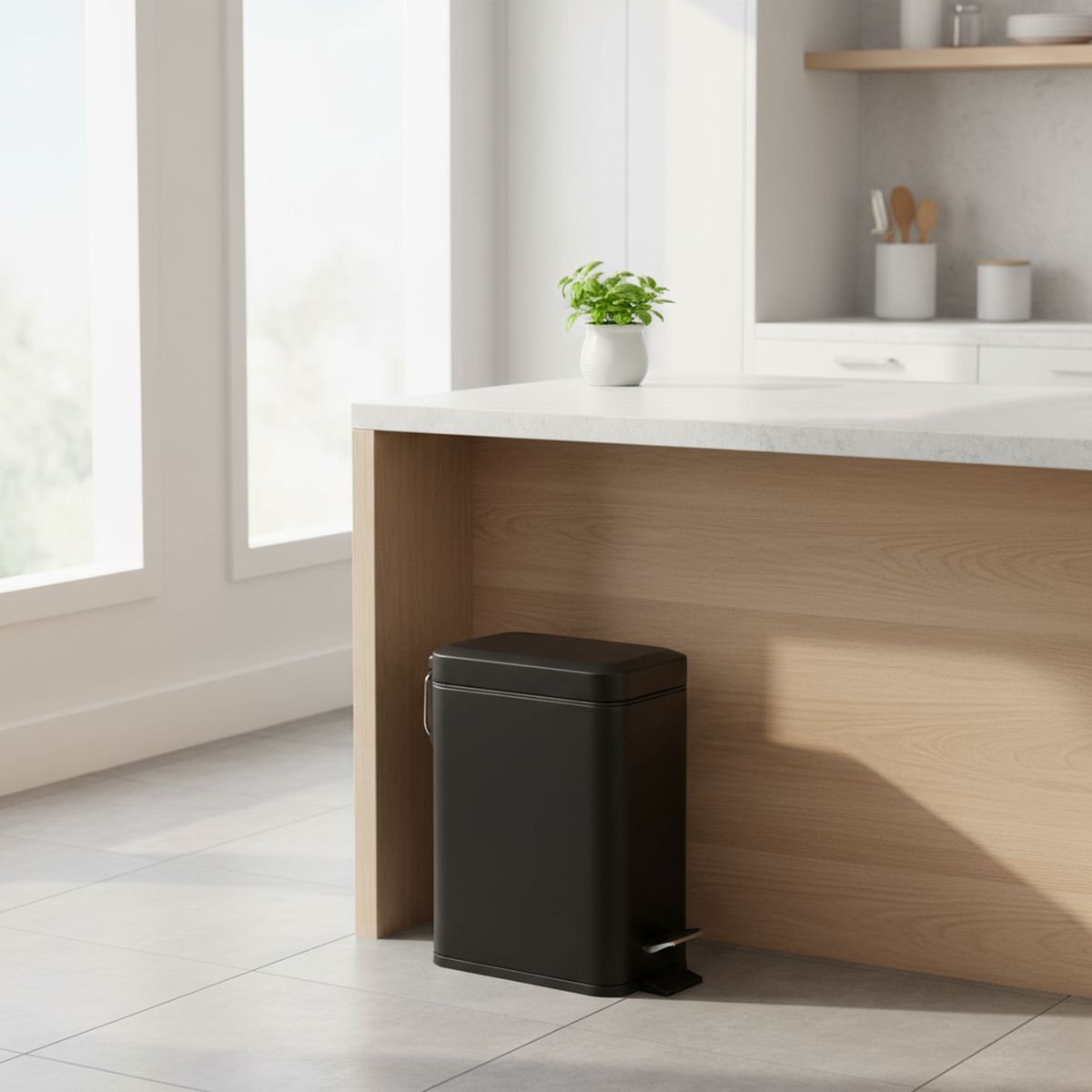 JUST HOME COLLECTION - Papelera con Pedal Negro 5L