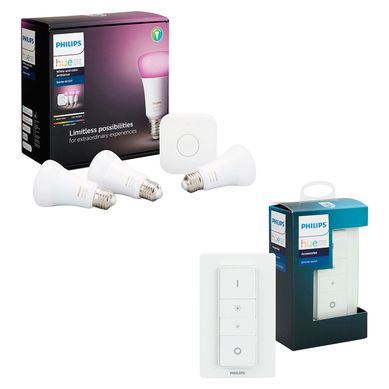 Hue Kit de Inicio Color 3 Focos Inteligentes + Bridge + Interruptor Inteligente