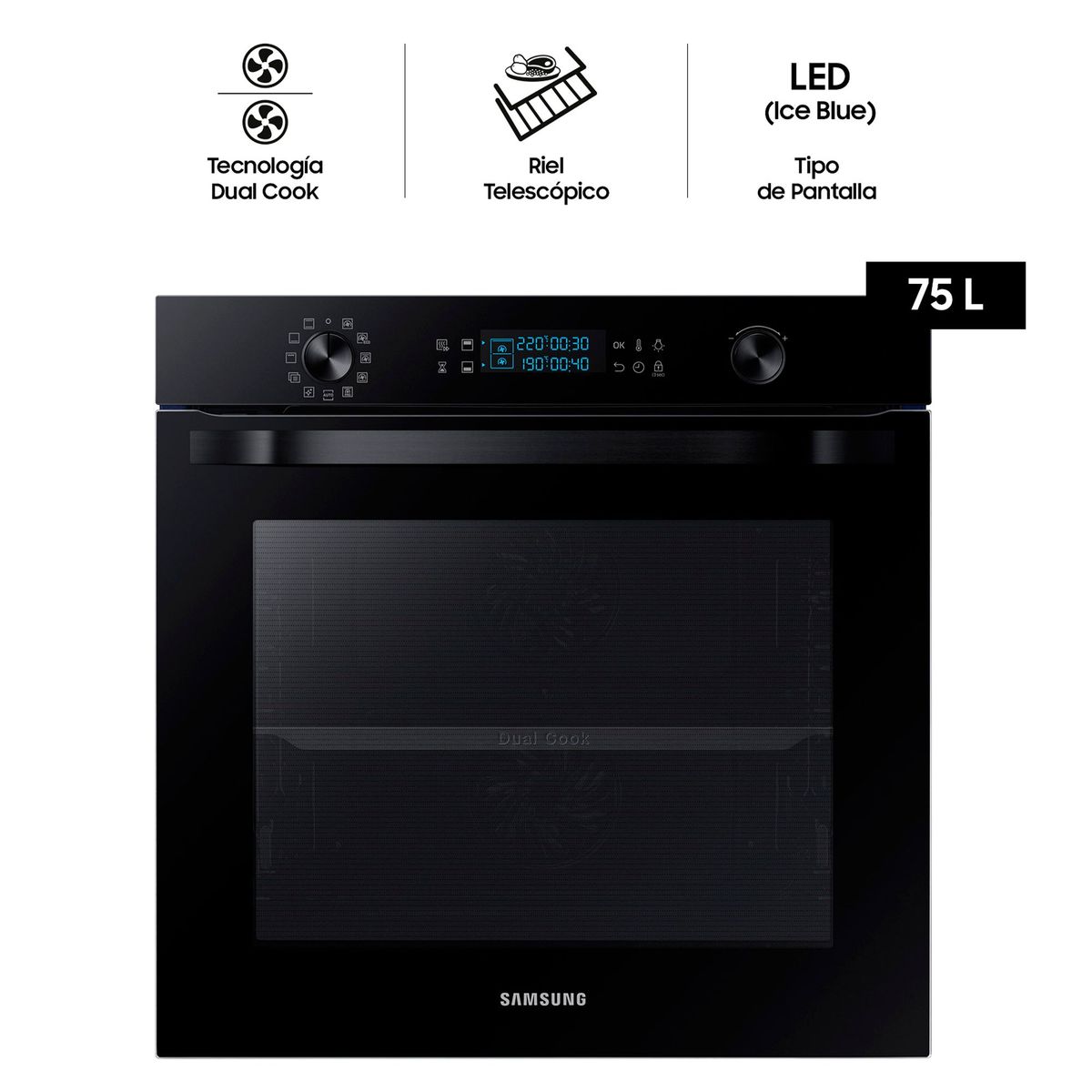 SAMSUNG - Horno Empotrable Samsung Eléctrico 75 Lt NV75K5541RB/PE Negro