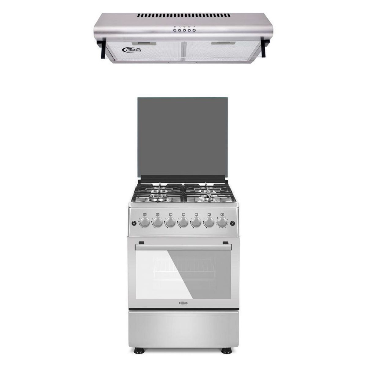 KLIMATIC - Combo Cocina a Gas 4 Hornillas VENTI M + Campana de 60 cm CK601IX Klimatic