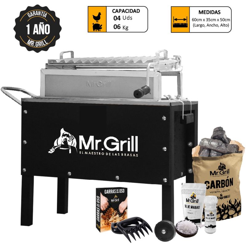 MR GRILL - Caja China Acero Inoxidable/ Madera Mr Grill 56X32 Cm