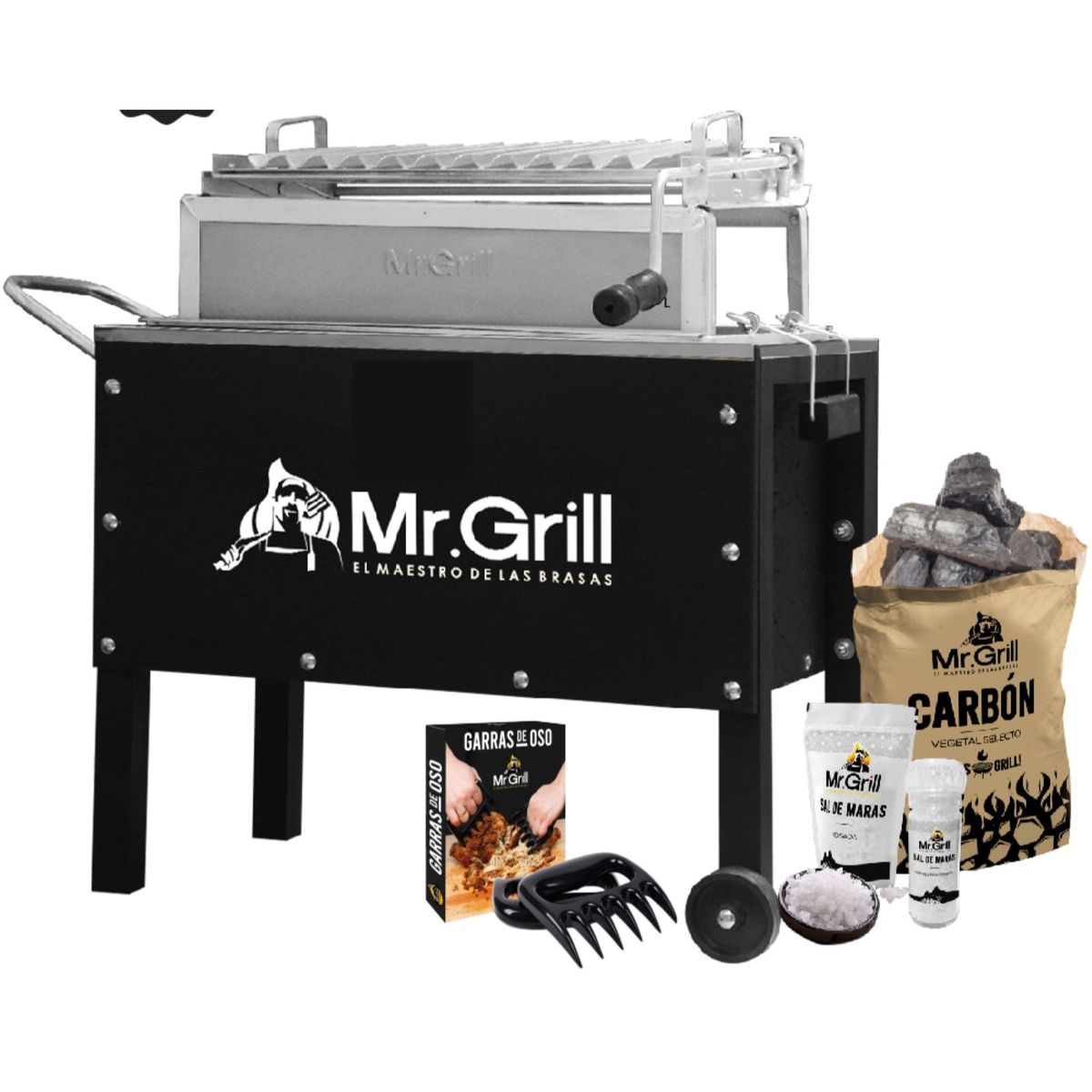 MR GRILL - Caja China Acero Inoxidable/ Madera Mr Grill 56X32 Cm