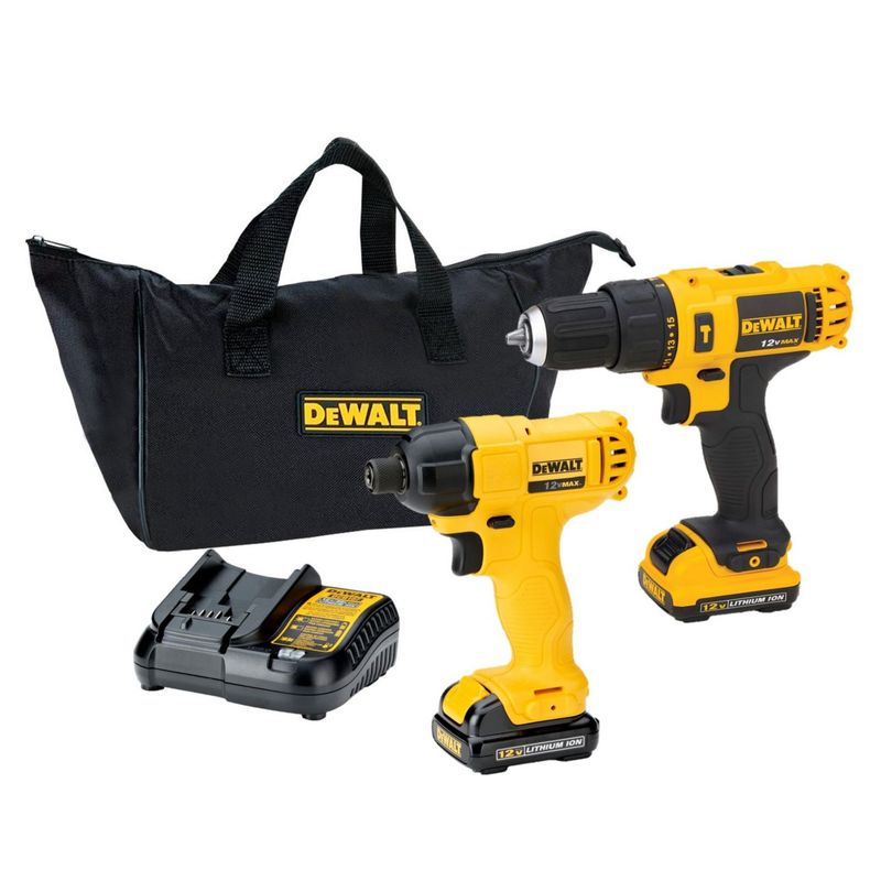 DEWALT - Taladro Percutor Inalámbrico Dewalt 3/8" 12V + Atornillador de Impacto Dewalt 1/4" 12V DCK202C2 
