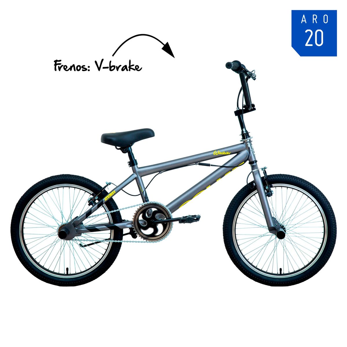 GOLIAT - Bicicleta BMX Waikiki Aro 20 Grafito/Amarillo