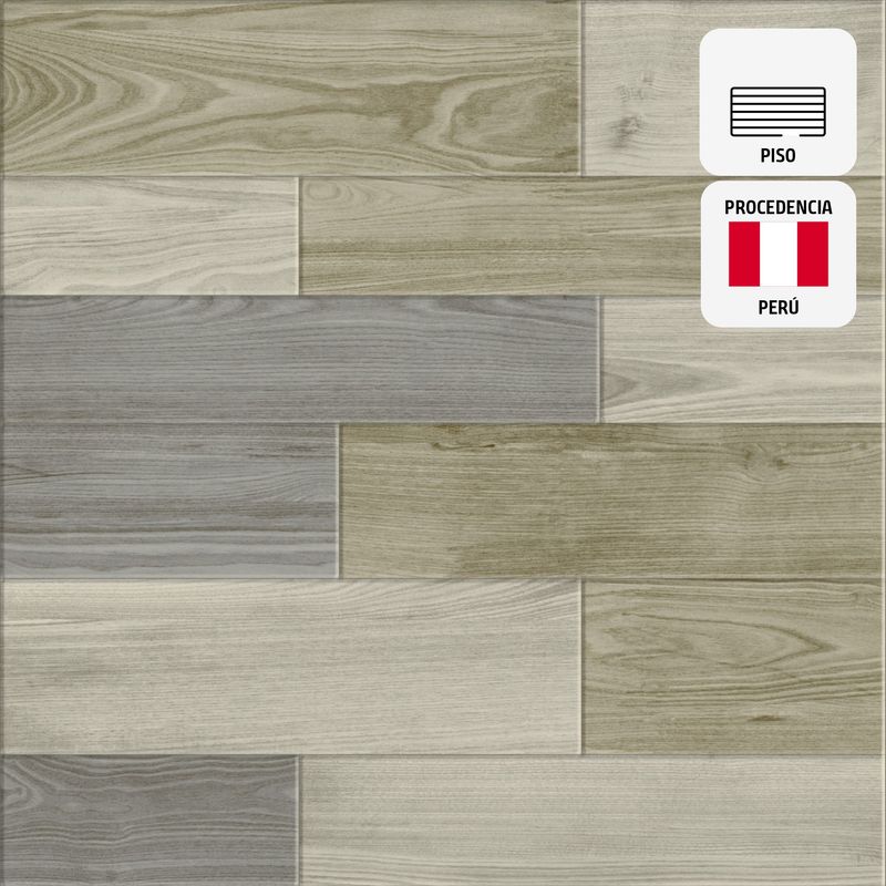 CELIMA - Gres porcelánico Marrón 60x60cm 1.44m2 Maderado Mate Belen Mix