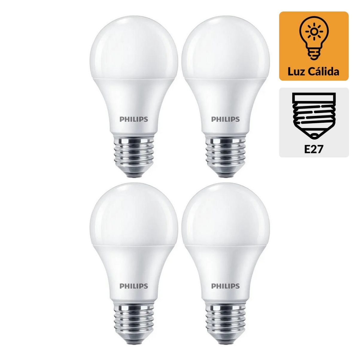 PHILIPS - Pack x4 Foco LED Ecohome 10W Luz Cálida