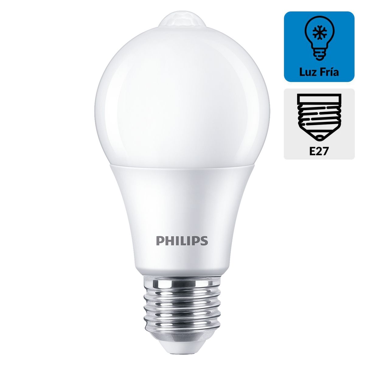 PHILIPS - Foco Led con Sensor 8W E27 Luz Fría
