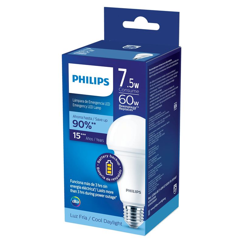 PHILIPS - Foco Led Emergencia 7.5W E27 Luz Fría