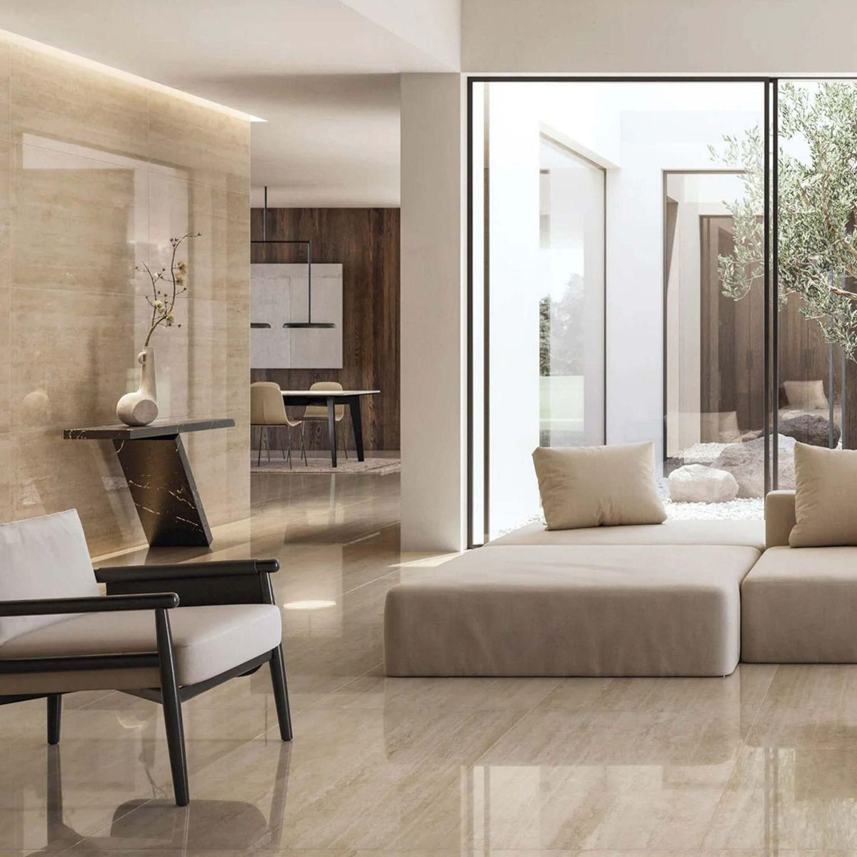 KLIPEN - Porcelanato Beige 60x60 Marmoladas Brillante 1.44 m2