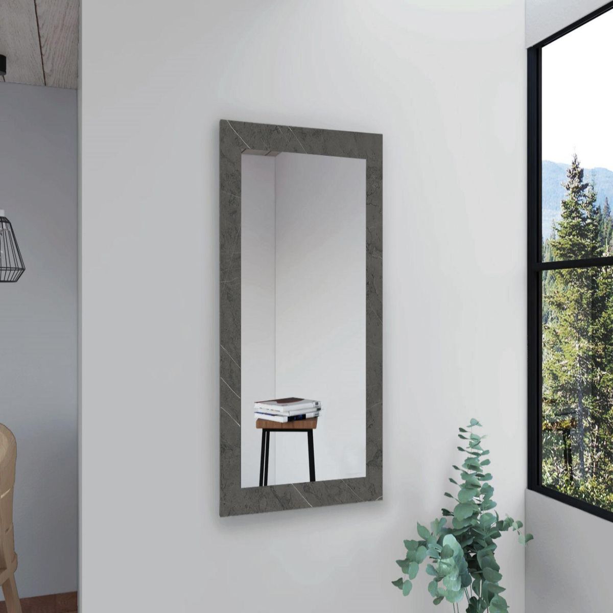 TUHOME - Espejo Decorativo Rectangular Marsala Art Z Piedra 100x60cm