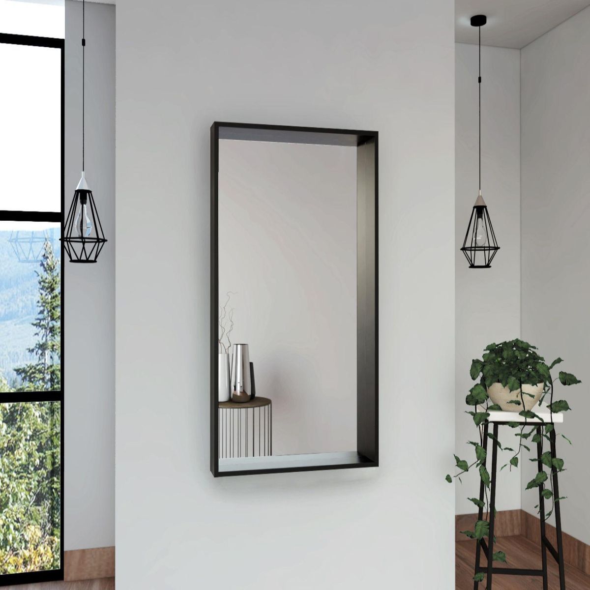 TUHOME - Espejo Decorativo Rectangular Trento Art Z Wengue 100x70cm