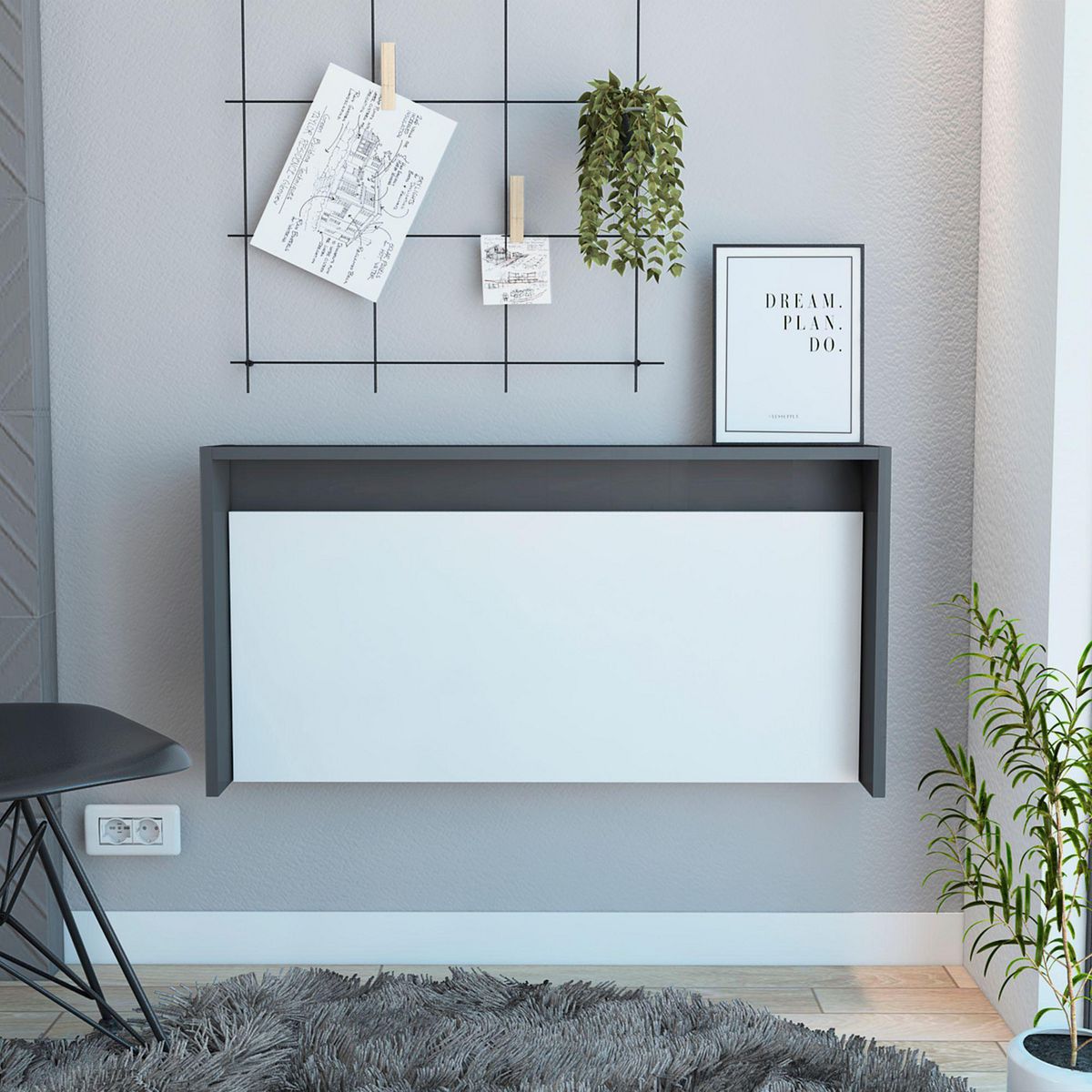 TUHOME - Escritorio Plomo Melamina Wall