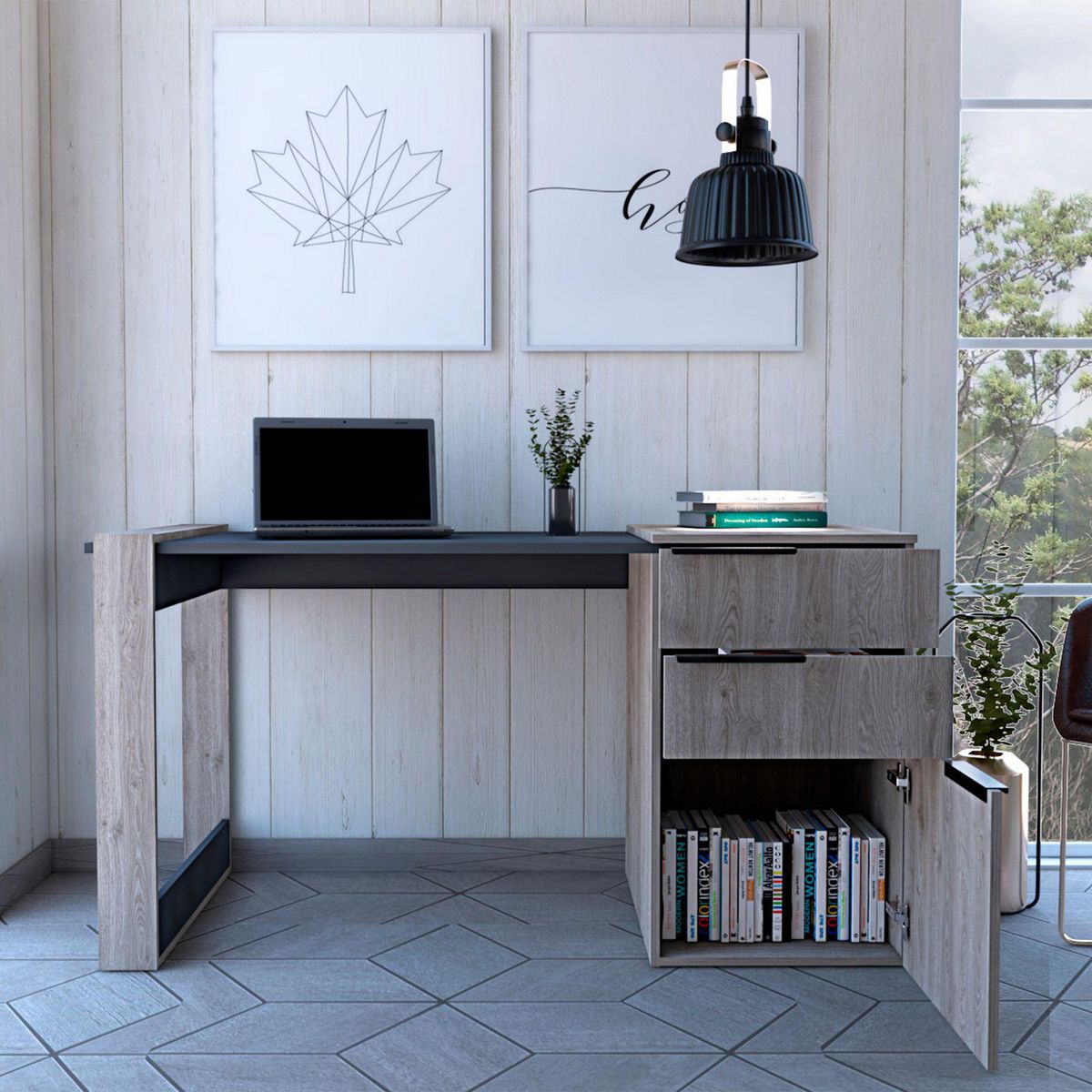 TUHOME - Escritorio Ceniza Melamina Office 13