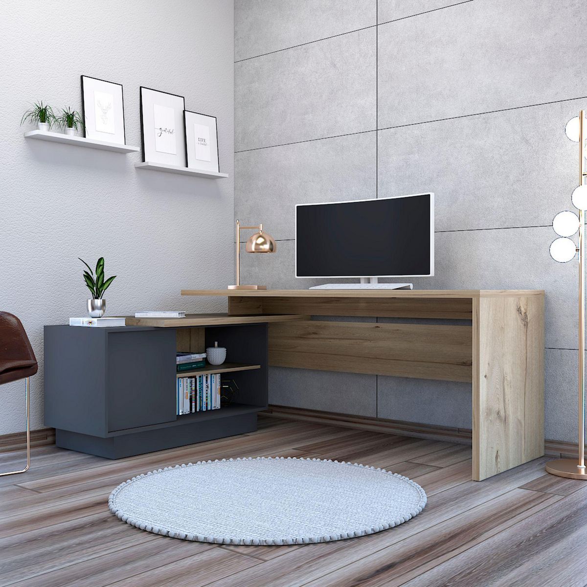 TUHOME - Escritorio en L Duna Melamina Office 14