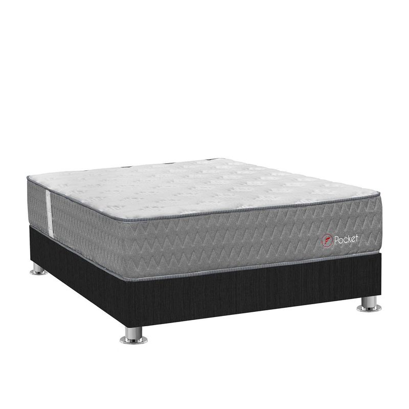 FORLI - Cama Americana Pocket 1.5 Plazas + Colchón + Almohada + Protector