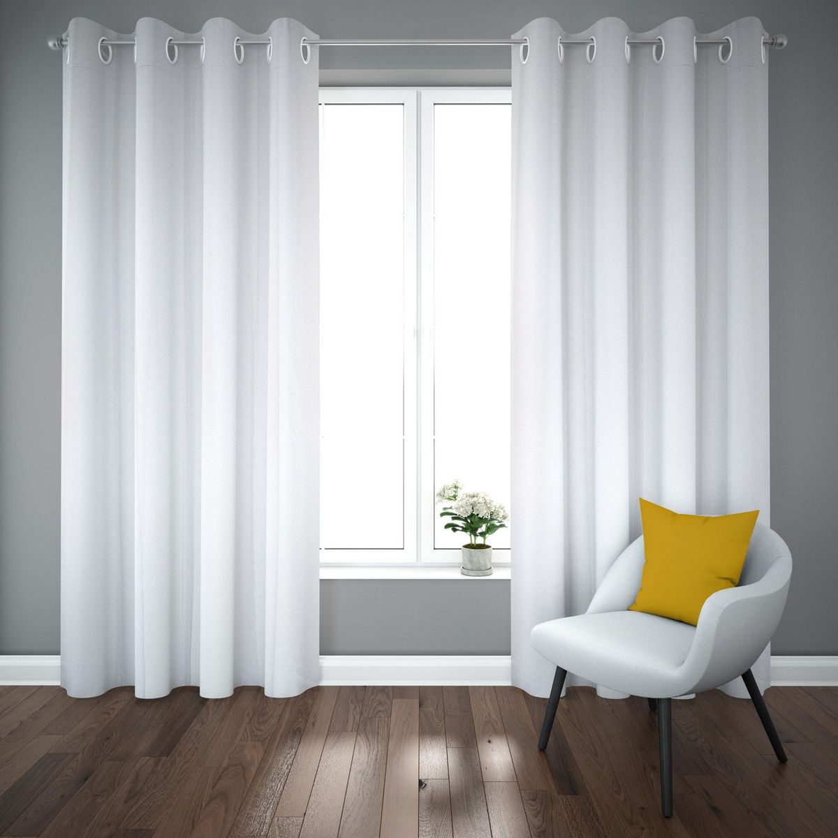 JUST HOME COLLECTION - Cortina de Tela Ojal Metal Blanco 20x10cm Blanco