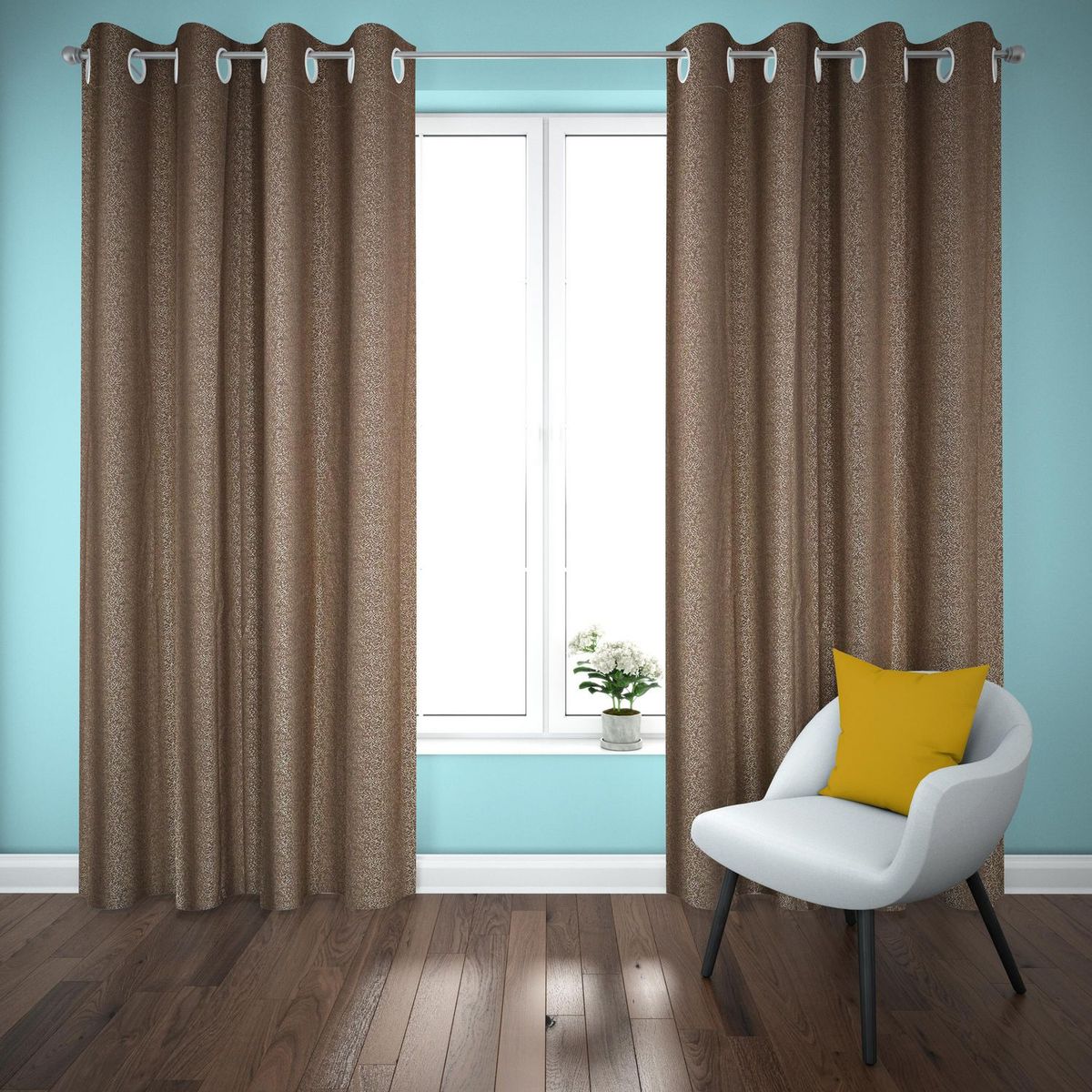 JUST HOME COLLECTION - Cortina de Tela Ojal Paris 20x10cm Marrón