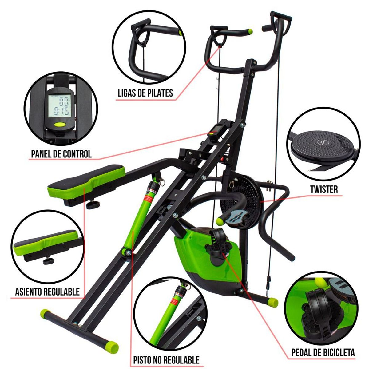 SPORTFITNESS - Máquina Abdominal + Bicicleta + Twister