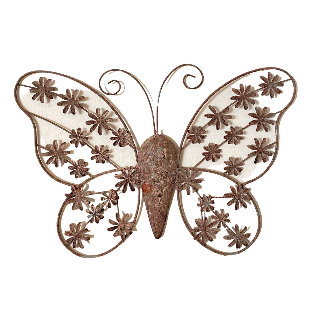 GENERICO - Adorno Mariposa de Metal con Soporte Para Pared 50cm