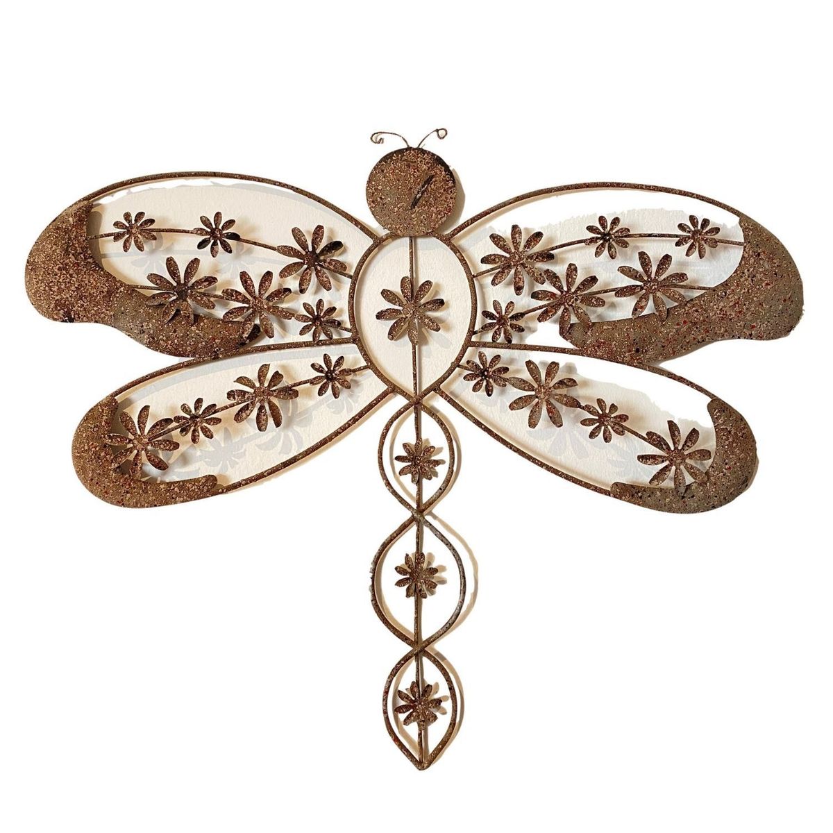 GENERICO - Adorno Libelula de Metal con Soporte Para Pared 40cm