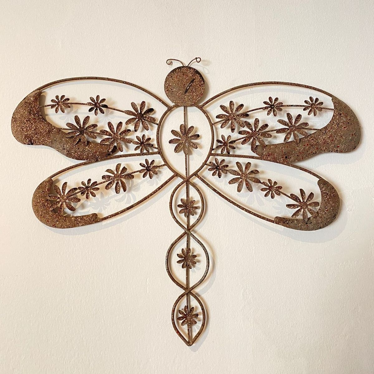 GENERICO - Adorno Libelula de Metal con Soporte Para Pared 40cm