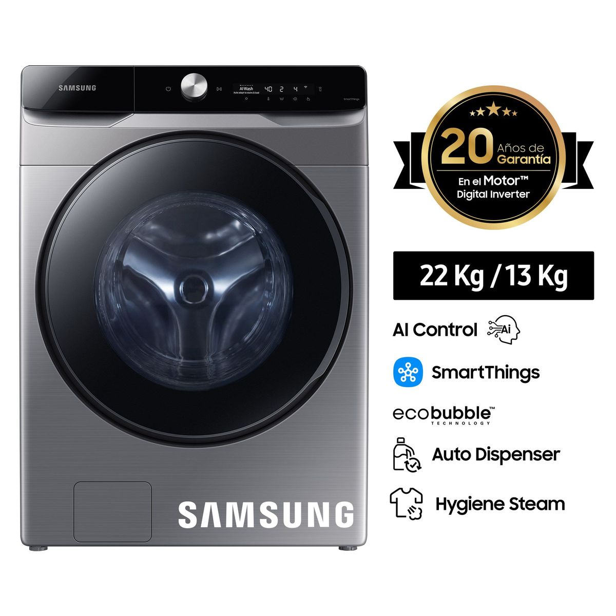 SAMSUNG - Lavaseca Samsung 22/13 Kg WD22T6500GP/PE