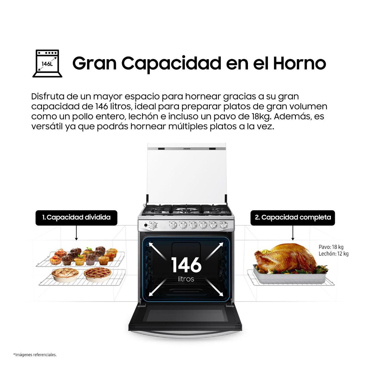 SAMSUNG - Cocina a Gas 5 hornillas con Plancha y Grill NX52T7322PSPE
