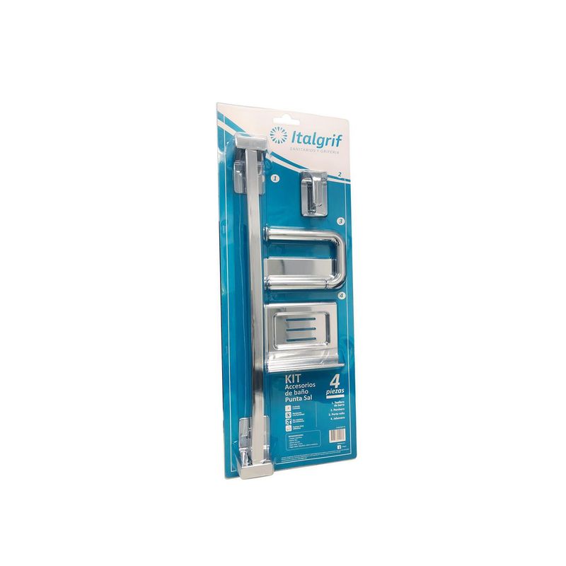 ITALGRIF - Kit de Accesorios para Baño 4 Piezas Cromado ABS
